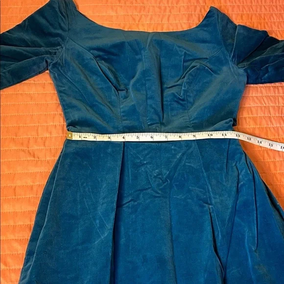 Vintage 1950-60s Teal Blue Velvet Maxi Cocktail Dress Neusteters Denver CO sz XS - Picture 14 of 16